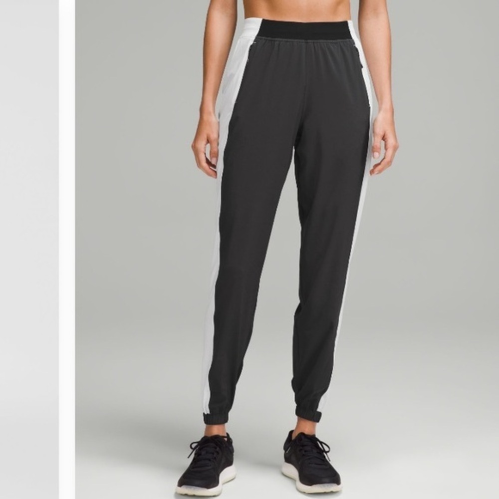 Lululemon Adapted State High-Rise Jogger Black Gray White Colourblock 12